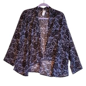 BonWorth Black Lace Floral Open Wrap Shrug Medium‎ Petite MP Pre-owned Women